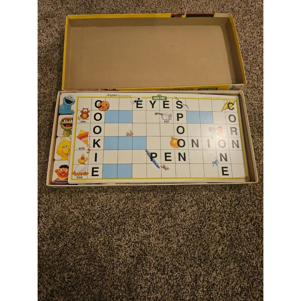 Vintage 1992 Sesame Street Scrabble by Milton Bradley Jim Henson Board Game